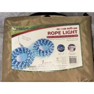Blue Rope Christmas Light Strand 39FT, W/Clips, Multi-Use, Indoor/Outdoor